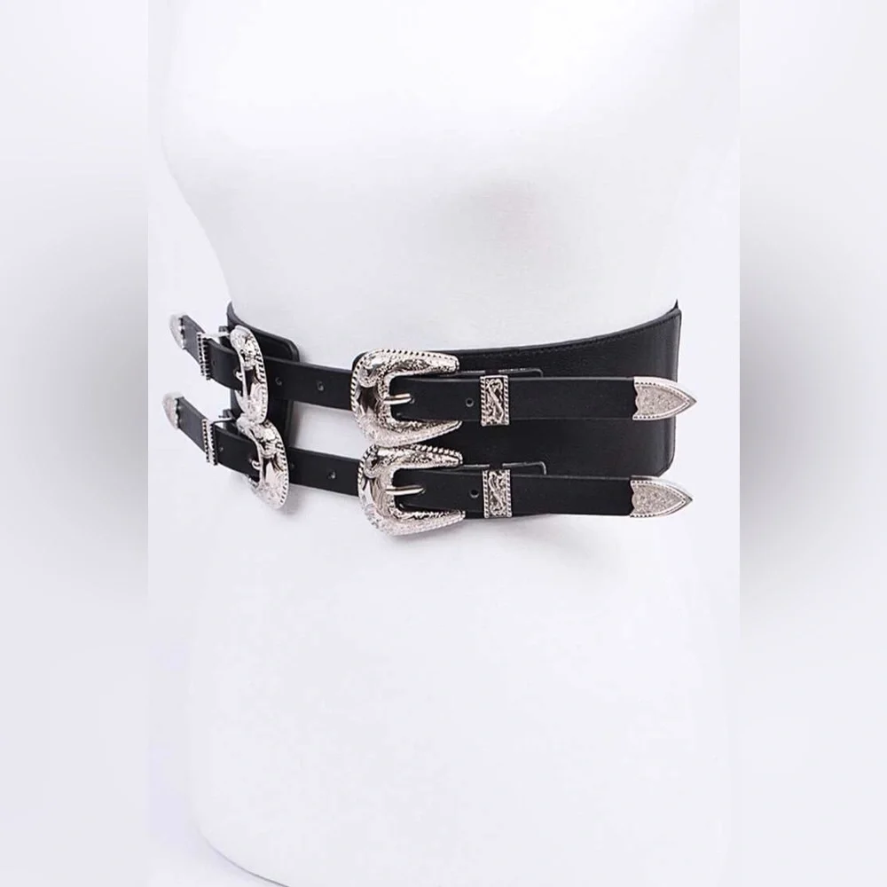 Leather Western Wide Corset Statement Belt